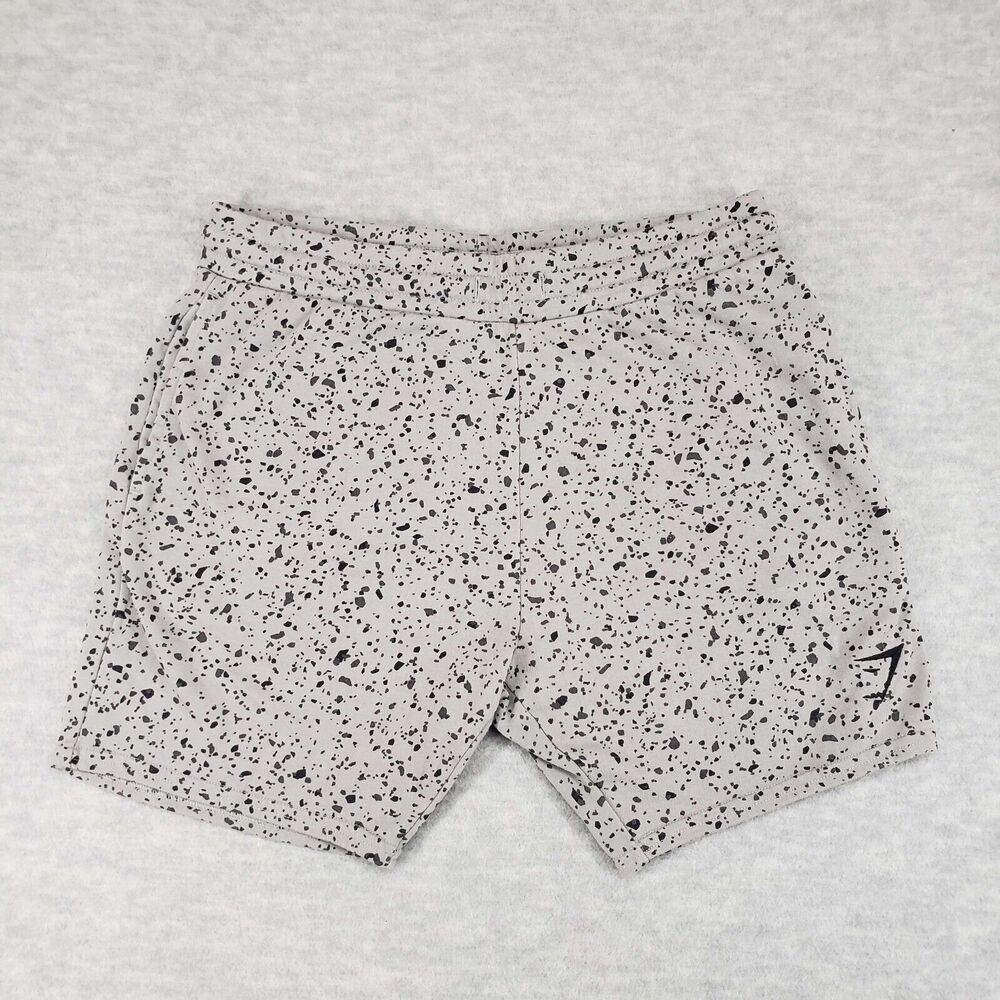 Gymshark Micro Print Shorts Mens Medium Gray 7” Inseam Pockets Athleisure